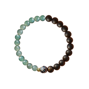 木水手串文莱沉香蓝水翡翠五行补木缺水手链女天然木质玉石串珠|