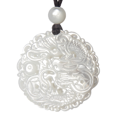 螺钿贝雕贝母老鱼骨龙牌生肖吊坠