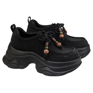 fed厚底小皮鞋秋季新款女鞋圆头深口单鞋串珠乐福鞋女S0812-YA696