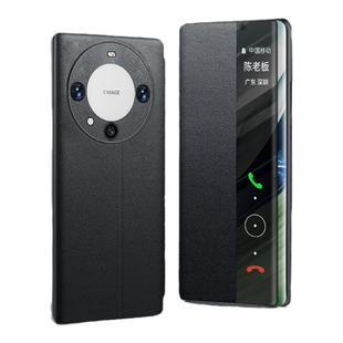 适用华为mate40Pro手机壳磁吸翻盖mate40保护套60Pro+免翻盖接听皮套m50外壳魅特80商务时尚鼎桥M40支架款