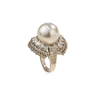 西大班仿海水人造澳白珍珠超大点位戒指轻奢高级感开口可调食指戒