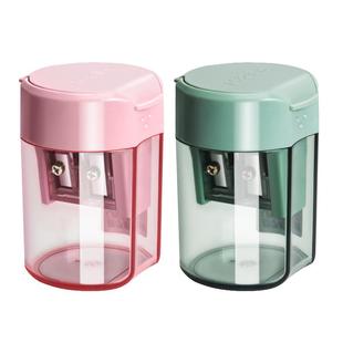 晨光双孔卷笔刀转笔削笔刀儿童小学生专用迷你小型便携式大孔三角特粗洞洞粗铅笔削笔器大口径自动铅笔刀手动