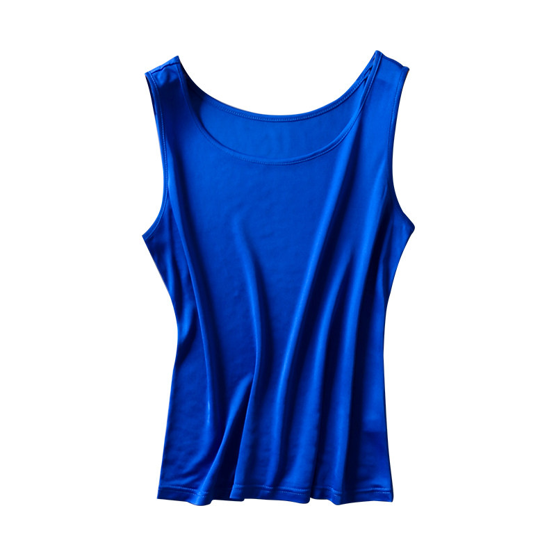 出口新款真丝女背心 高档桑蚕丝女春夏宽松无袖吊带针织打底衫T恤