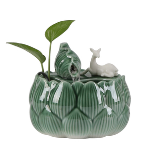 创意陶瓷鱼缸摆件循环水生财摆件办公室桌面装饰品客厅茶几小摆设