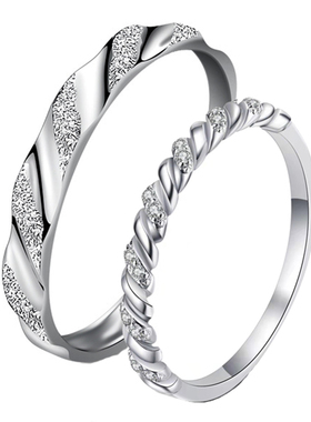 情侣纯银小众设计戒指手工定制