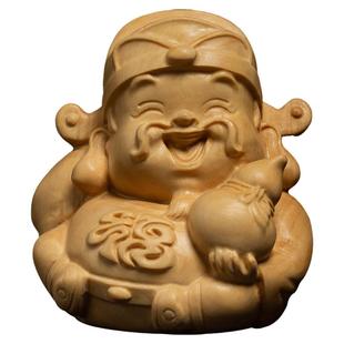 小叶黄杨木福禄寿三星喜财木雕摆件工艺品实木佛像文玩把玩手把件