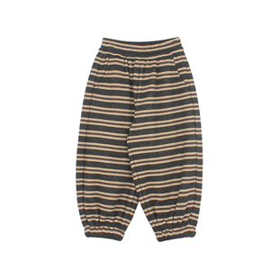 大耳象女童条纹加绒收口裤冬季新款宝儿休闲百搭厚裤子