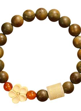 绿檀木手串绕指柔莲花