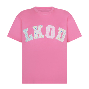 LKSTORE LKOD显白波点格子字母贴布宽松T恤透气松弛短袖女情侣款t