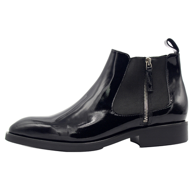 拉链牛皮手工英伦风素面切尔西靴