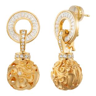 摩邦珠宝圆明有园·山海云云祥云耳环圆形中国风耳钉女性节日礼品