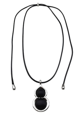 可抽拉黑色皮绳长款毛衣链2025新款秋冬轻奢高级感葫芦配饰项链女