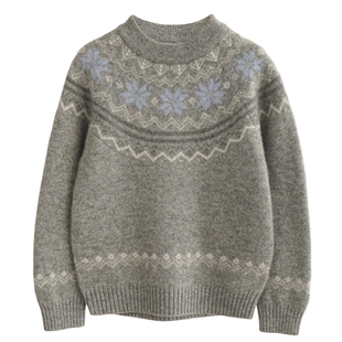 洪叶云台100%儿童纯山羊绒毛衣男女童保暖打底厚费尔岛风厚针织衫