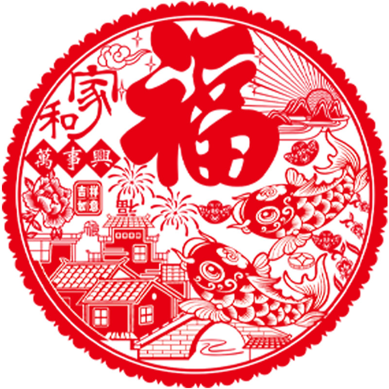 新年红色双面福字静电贴