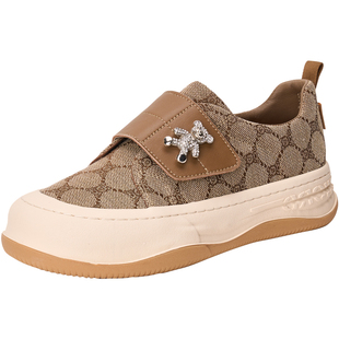 快乐玛丽板鞋女2026春季新款厚底乐福鞋一脚蹬懒人休闲单鞋帆布鞋