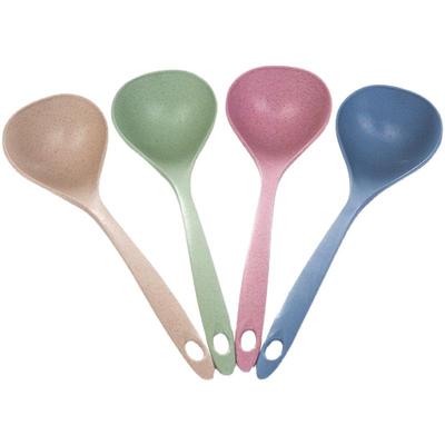 4个长柄家用塑料汤勺小麦秸秆