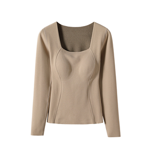 石墨烯羽绒发热保暖内衣带胸垫一体加绒加厚打底衫秋上衣2025冬季