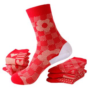 雅致逸足大红防裂袜子年袜大红脚跟干皱裂口子本命年足裂袜保湿