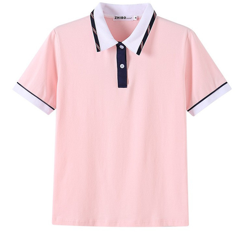 翻领短袖POLO衫棉女培教工服定制