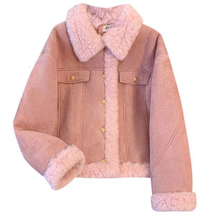 超火皮毛一体羊羔绒外套女加绒加厚2025秋冬季新款高级感麂皮夹克