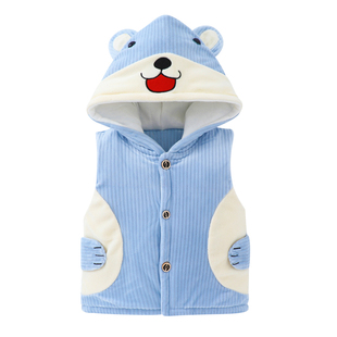 婴儿保暖马甲带帽子夹棉春秋冬季男新生儿衣服女宝宝加厚加棉外套