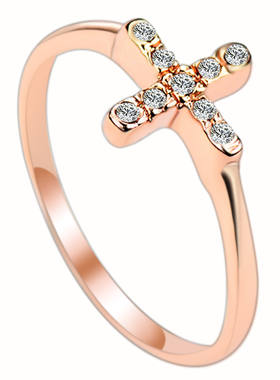 玫金色小十字ins风小指尾戒个性