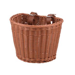 儿童自行车车筐复古编织车筐童车车篮子前车筐前车篓小孩遛娃神器