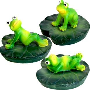 仿真青蛙鱼缸装饰摆件入户花园池塘水面造景浮水动物树脂雕塑荷花
