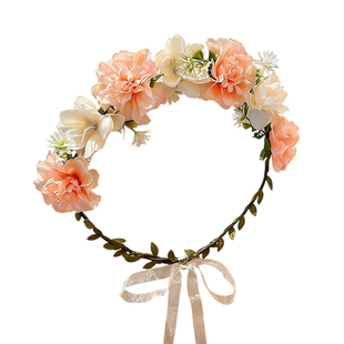 儿童森系簪花头饰彩色花环发箍女童超仙花朵头箍拍照道具头花发饰