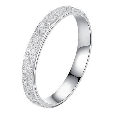 999足银磨砂戒指女纯银小众设计