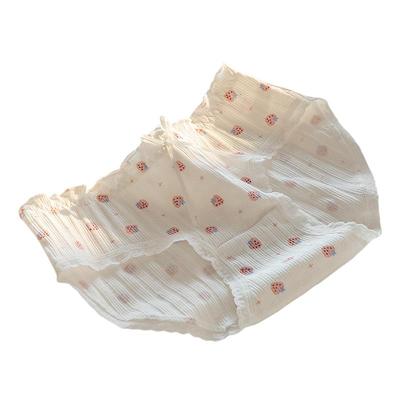 草莓碎花纯棉中腰三角裤女士内裤