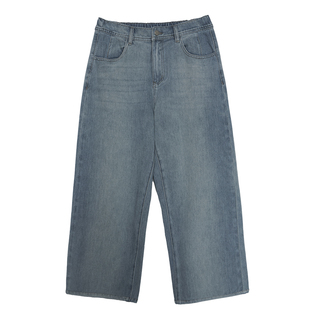 胖mm春夏九分薄牛仔裤木子理想大码女装浅色高腰弹力200斤直筒裤