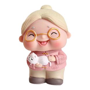 网红蛋糕装饰插件老爷爷老奶奶仙鹤祥云插牌烘焙中式老人祝寿摆件