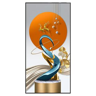 入户玄关装饰画轻奢大气墙纸走廊背景墙贴画羽毛竖版高端自粘壁画