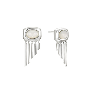 Onchic听泉耳环女天然白母贝耳钉流苏轻奢高级感夸张独特银色耳饰