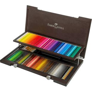 德国辉柏嘉绿铁盒油性彩色铅笔绿辉艺术家绿系列手绘画笔专业水溶性全色彩铅美术生专用涂填色绿盒120色套装