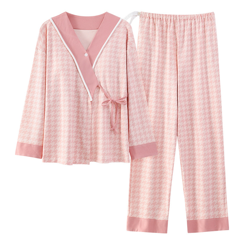 孕期孕妇自带胸垫月子服睡衣套装