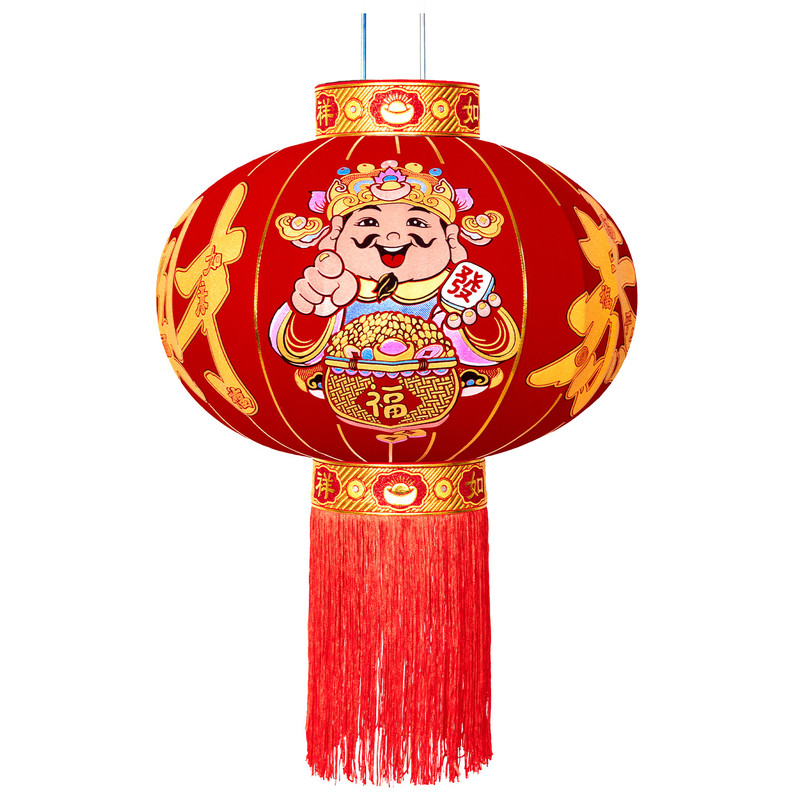2026财神送福红灯笼春节大门口挂