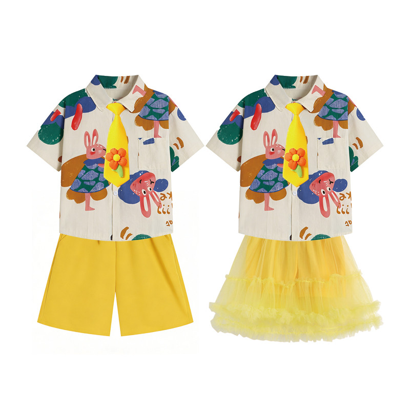 儿童演出服纱裙创意兔子衬衫幼儿小学运动会啦啦队服六一汇演服装