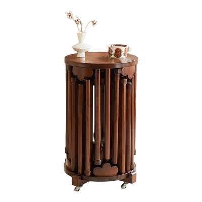 实木可叠放凳子茶几组合圆凳叠叠乐餐桌待客备用凳带滑轮折叠椅子