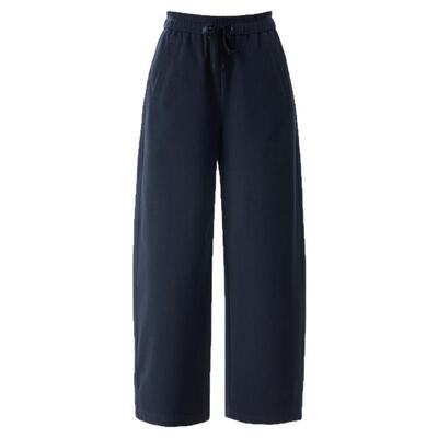 春四季弯刀阔腿裤女灰色休闲裤子