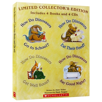 家有恐龙系列4册盒装 英文原版 How Do Dinosaurs collection Eat Their Food 恐龙怎么吃东西 吴敏兰绘本廖彩杏书单 附CD 英文版