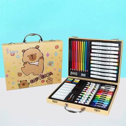 53件儿童绘画水彩笔马克笔油画铅笔套装用品棒六一礼物美术53件
