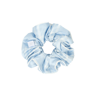 SILKY MIRACLE真丝发圈FREE系列蓝色格纹桑蚕丝水钻头花