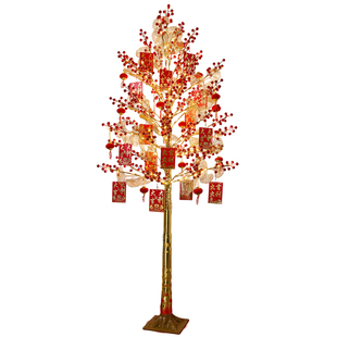 新年装饰发光红果金币树灯客厅家用摆件喜庆氛围布置红包灯笼挂饰