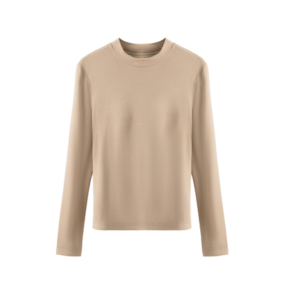 双面德绒带胸垫半高领保暖打底衫