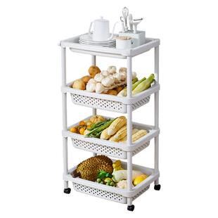 厨房置物架厚塑料玩具零食小推车多层收纳架子蔬菜篮放菜筐夹缝架