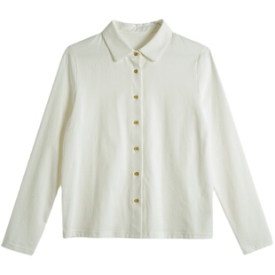 22CXA-113【碧云天】前世今生温婉文艺翻领单排扣针织衬衫T恤