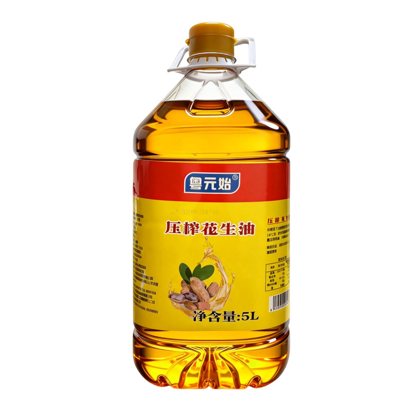 广东粤元始花生油5L物理压榨浓香型二级食用油大桶装炒菜凉拌家用