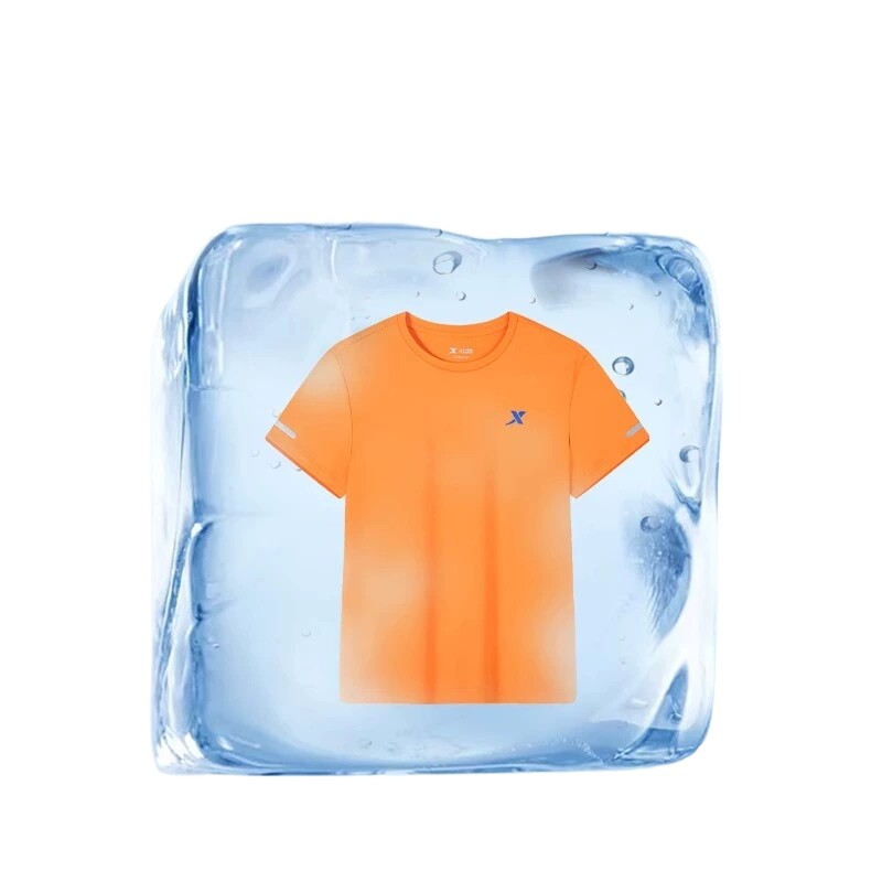 特步儿童速干衣男童短袖t恤夏季新款青少年橙色上衣运动童装夏装